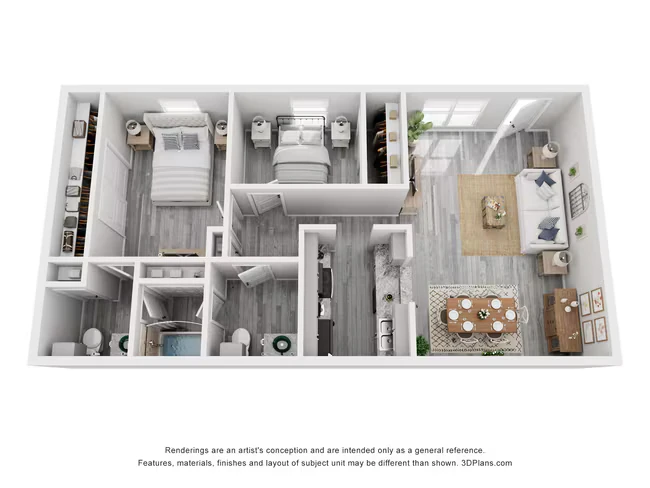 2 Bed 1.5 Bath Lux Reno 264 floor plan